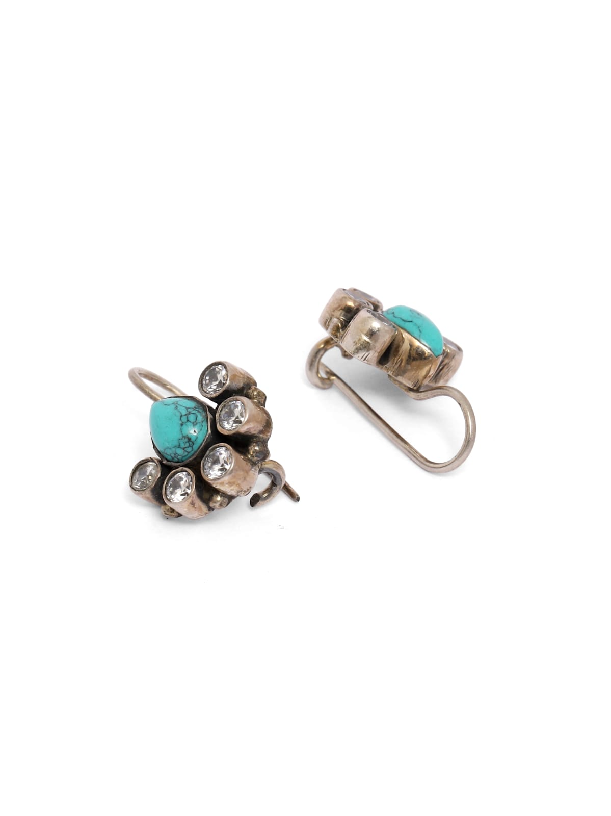 Sterling Silver earrings with Cubic Zirconia and Turquoise.