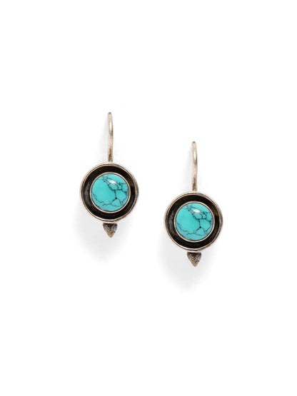 Sterling Silver hook earrings with Turquoise and black Enamel.