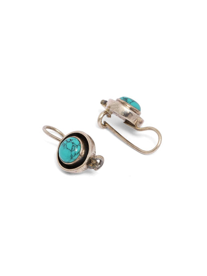 Sterling Silver hook earrings with Turquoise and black Enamel.
