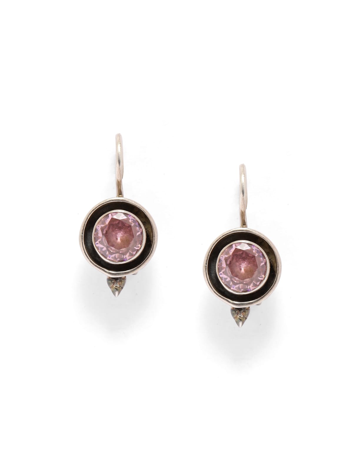 92.5 sterling Silver pink Zirconia hook closure earrings.