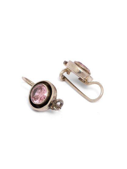 92.5 sterling Silver pink Zirconia hook closure earrings.