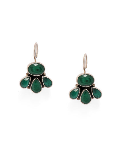 92.5 sterling Silver faceted green Onyx hook earrings.