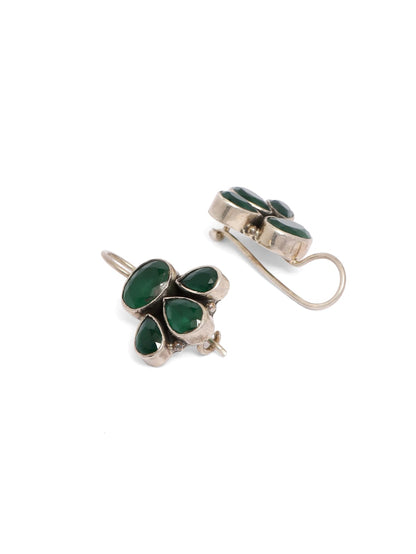 92.5 sterling Silver faceted green Onyx hook earrings.