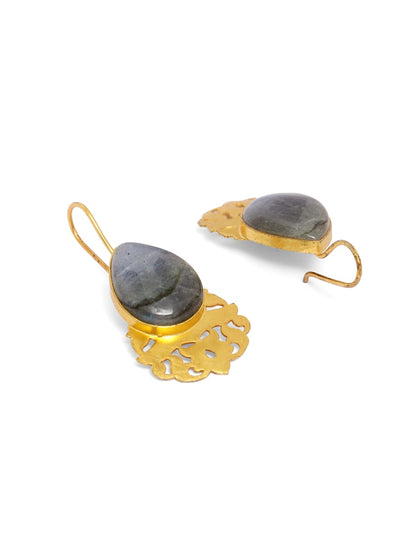 92.5 sterling Silver Gold plated Labradorite stone hook earrings.