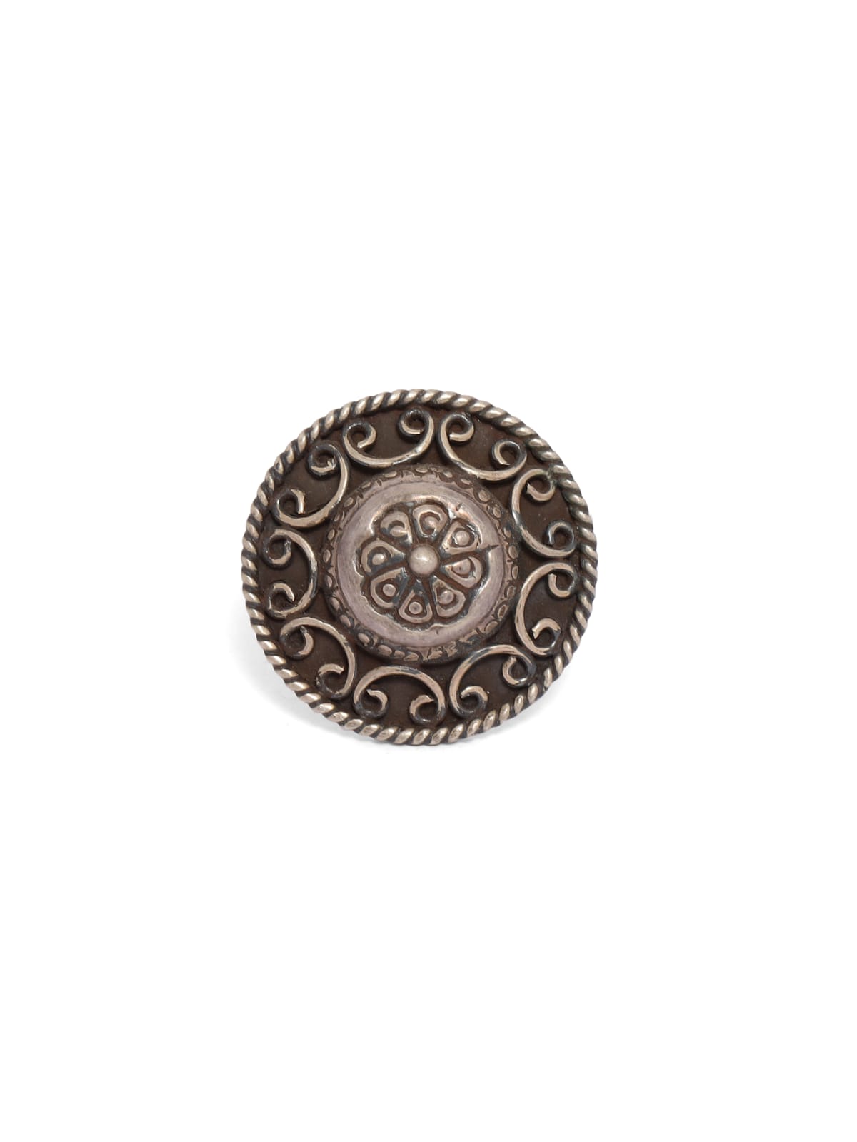 Patti phool ring in sterling Silver with oxidised plating, adjustable size.
