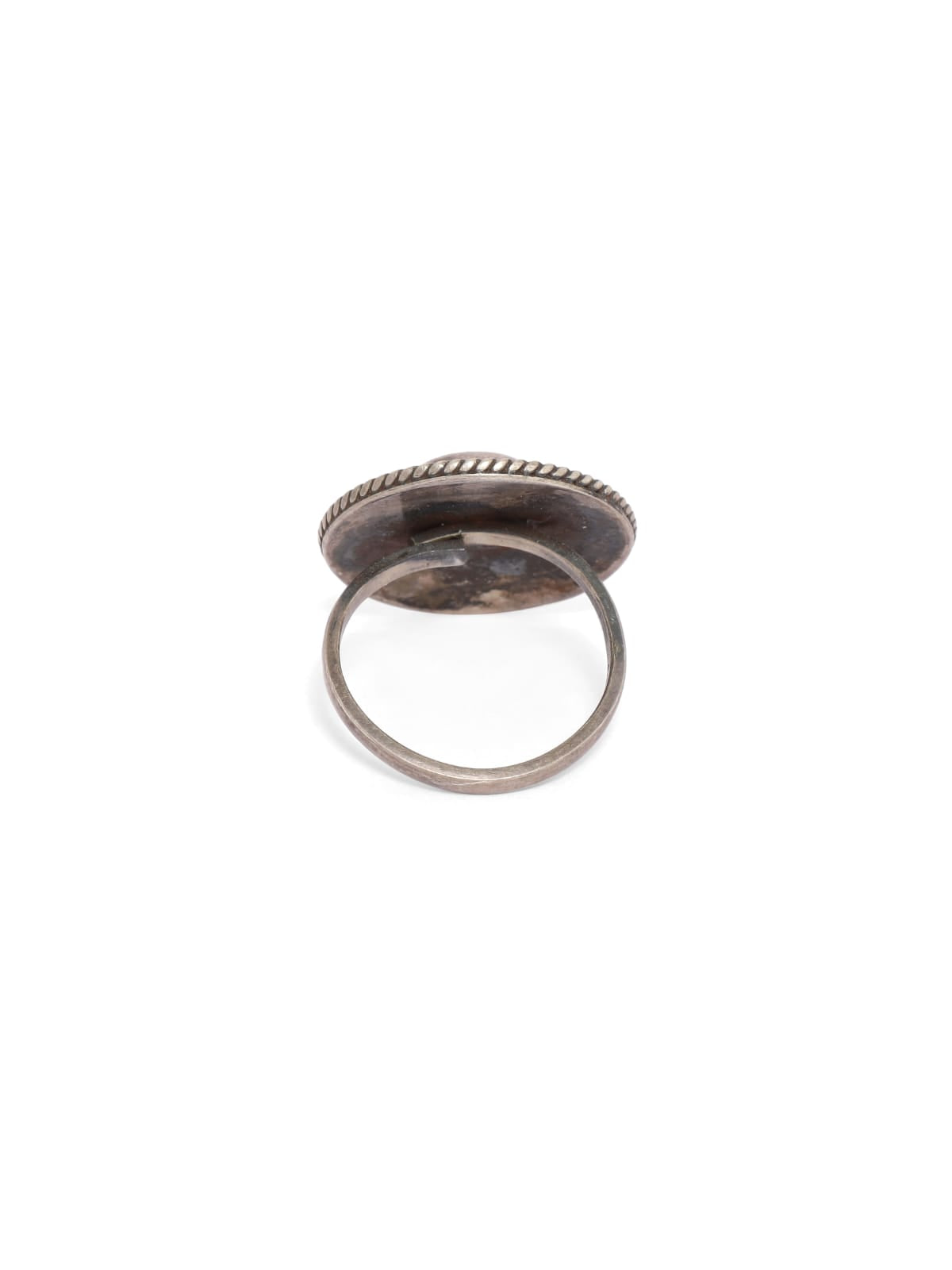 Patti phool ring in sterling Silver with oxidised plating, adjustable size.