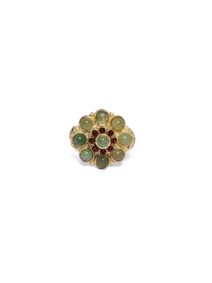 Sterling Silver ring with Grapes Aventurine and Garnets in Silver wire work (made to size).