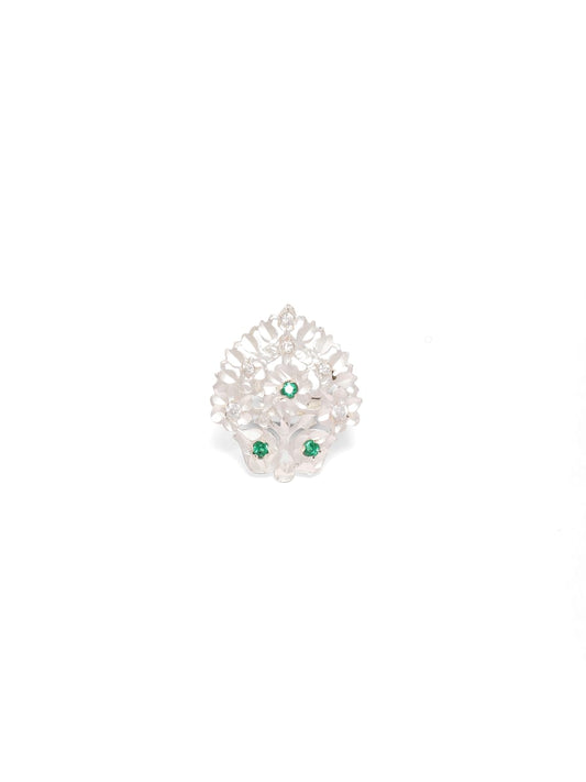Sterling Silver ring with green Zircon (adjustable).