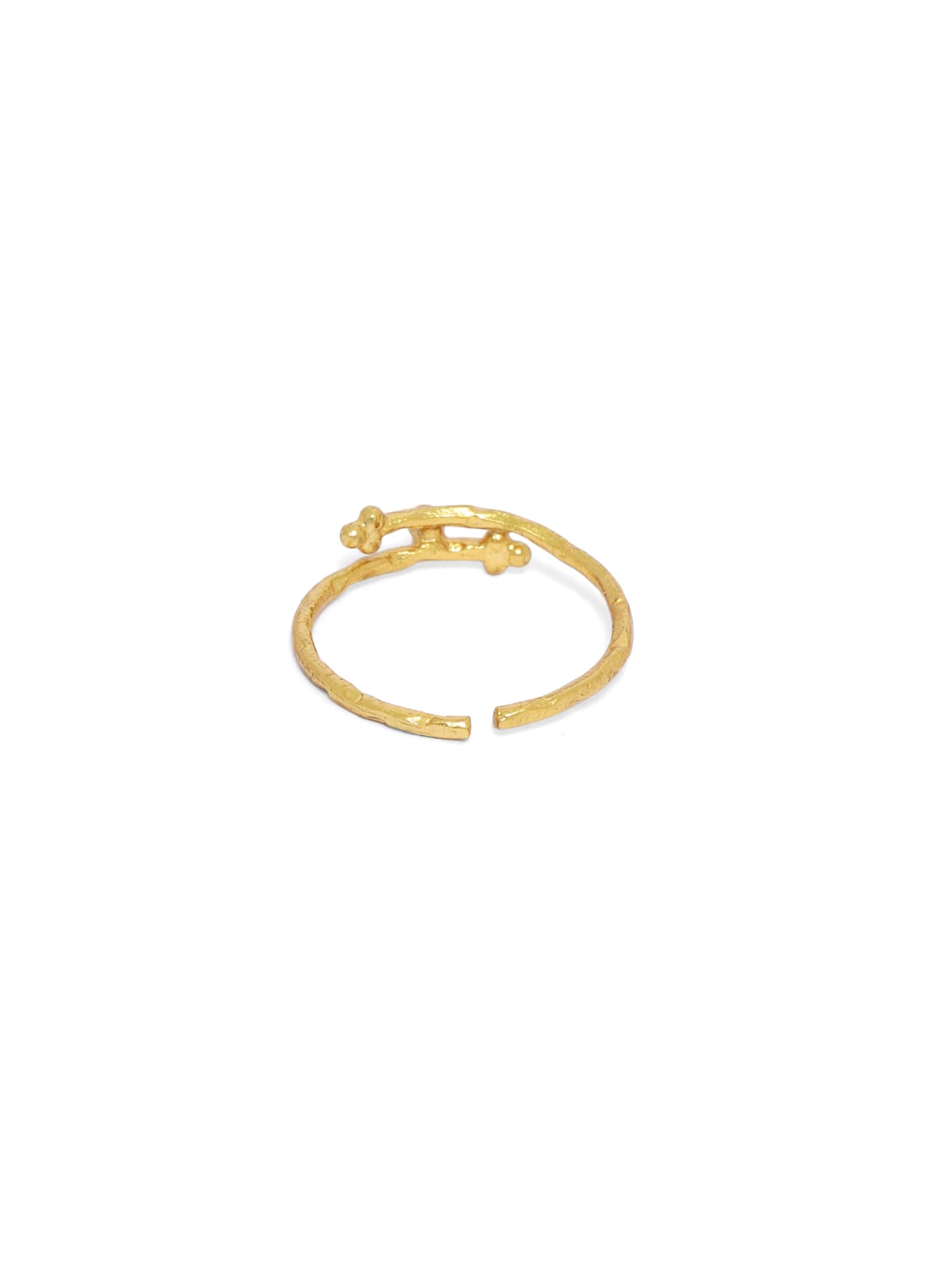 Sterling Silver stacking ring in 18k Gold plated with hammering and Rawa work (adjustable).