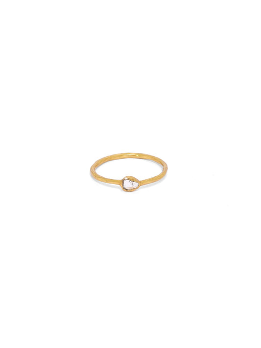 Sterling Silver ring in 18k Gold plating with sliced Diamond (made to size).