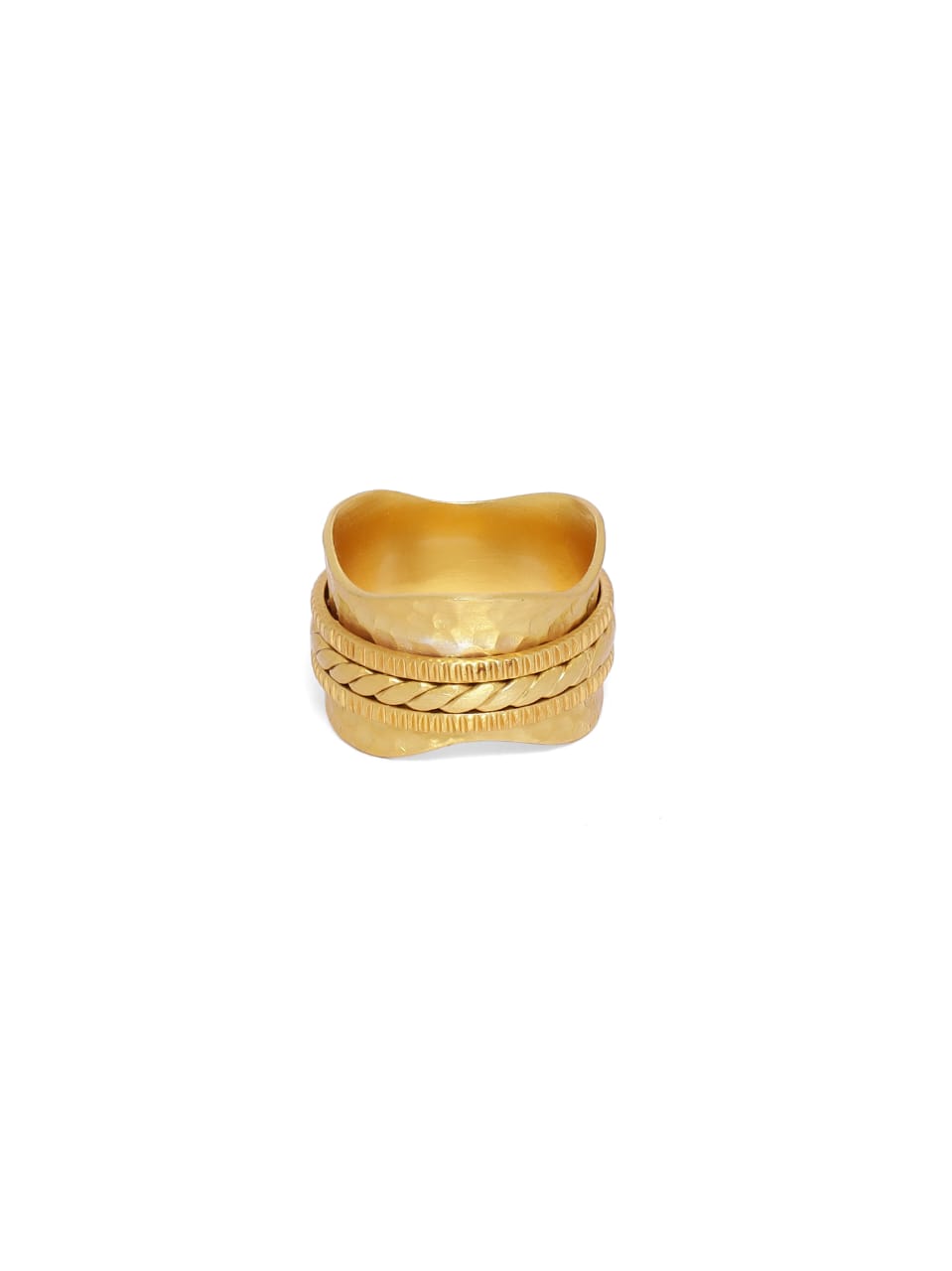 Sterling silver with bands, 18k Gold plated (made to size).