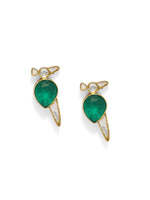 Load image into Gallery viewer, Mayur earrings with Polki stones 
Push and post closure.

