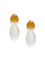 Load image into Gallery viewer, Sterling Silver Gold plated, faceted Citrine and faceted Moonstone earrings.
