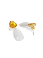 Load image into Gallery viewer, Sterling Silver Gold plated, faceted Citrine and faceted Moonstone earrings.
