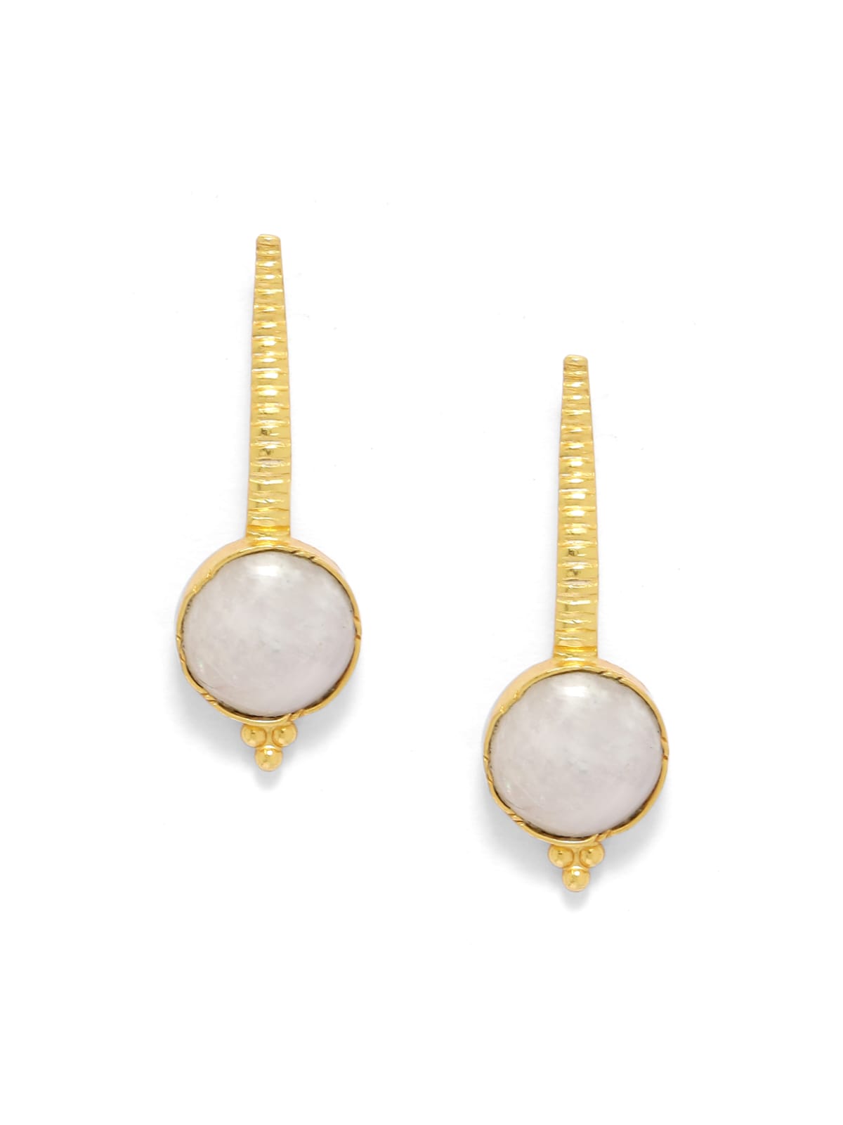 Sterling Silver 18k Gold plated Moonstone texture earrings.