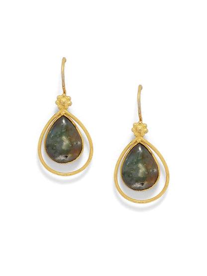 Sterling silver hook earrings with 18k Gold plated set with Labradorite stones.