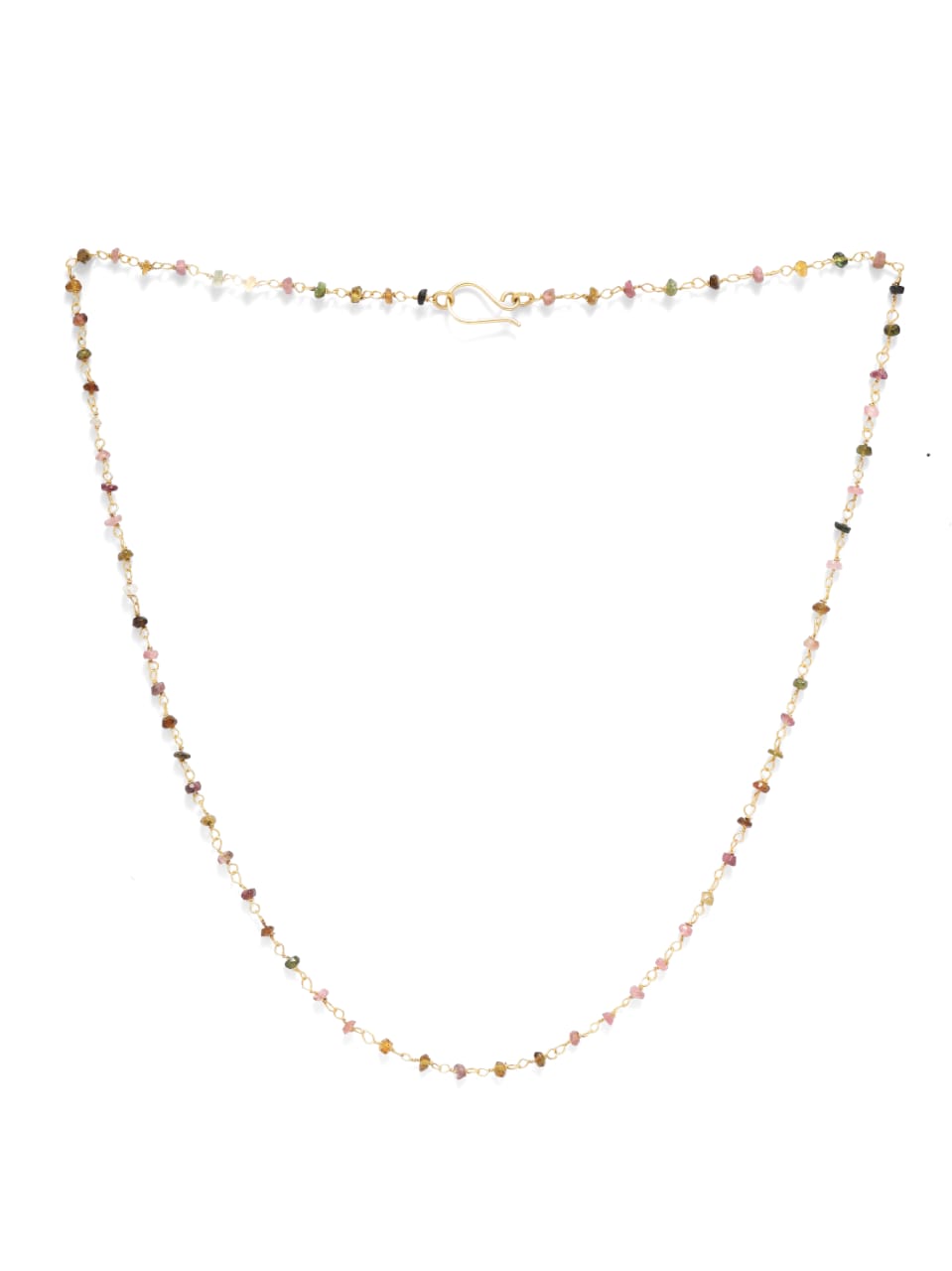 Sterling Silver 18k Gold plated multi tourmaline necklace.