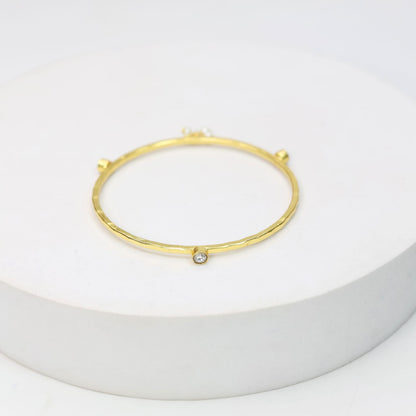 Stacking Bracelet/Bangle in
92.5 sterling silver bangle, 18 karat Gold plated with Billor Polki and Pearls