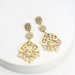 Load image into Gallery viewer, Sterling Silver Gold plated
Jadau Billore polki hanging earrings
For a formal look.
