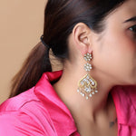 Load image into Gallery viewer, Sterling Silver Gold plated
Jadau Billore polki hanging earrings
For a formal look.
