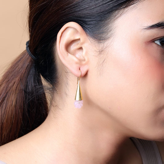 Sterling Silver Gold plated
Carved rose quartz with matt finish
For office wear look.