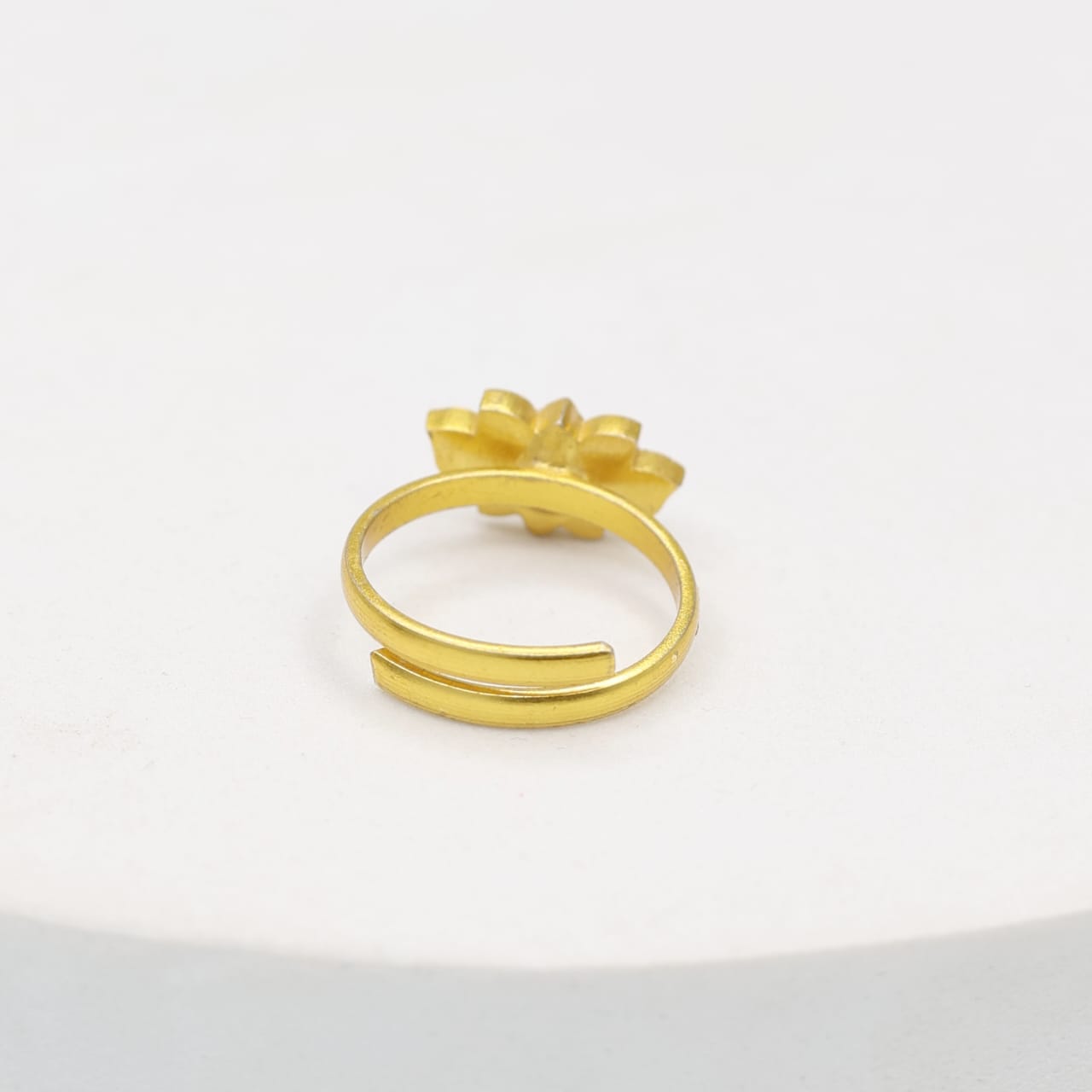 Enamelled lotus ring, set in sterling Silver with 1 micron Gold plating, made to size.