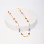 Load image into Gallery viewer, Sterling silver gold plated strung necklace with Onyx and Pearls in 18 karat Gold plating.

