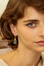 Load image into Gallery viewer, Blue Hydro-Dome earrings in 92.5 Sterling Silver with 1 micron Gold plating.
