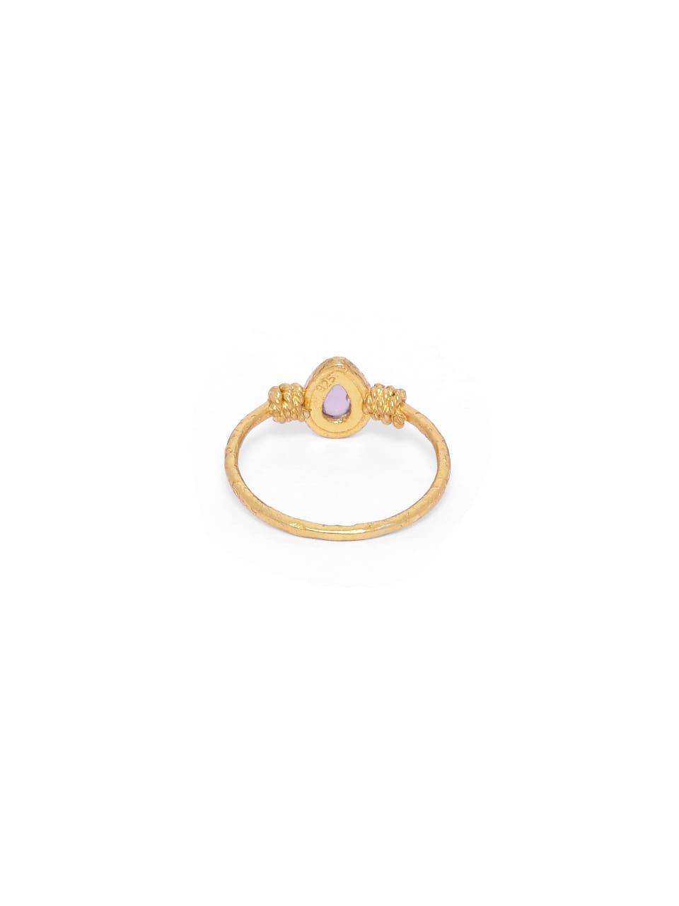 Prachi Ring in 92.5 Sterling Silver, dipped in 1 micron Gold plated with
Semi precious Amythest Ring,
Size made to order.