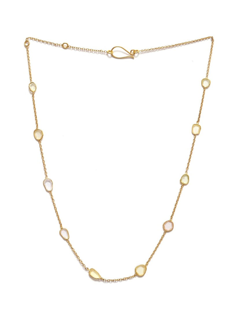 Chamkila necklace in 92.5 Sterling Silver dipped in 1 micron Gold plating with Slice Polki.