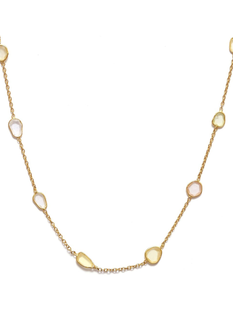 Chamkila necklace in 92.5 Sterling Silver dipped in 1 micron Gold plating with Slice Polki.