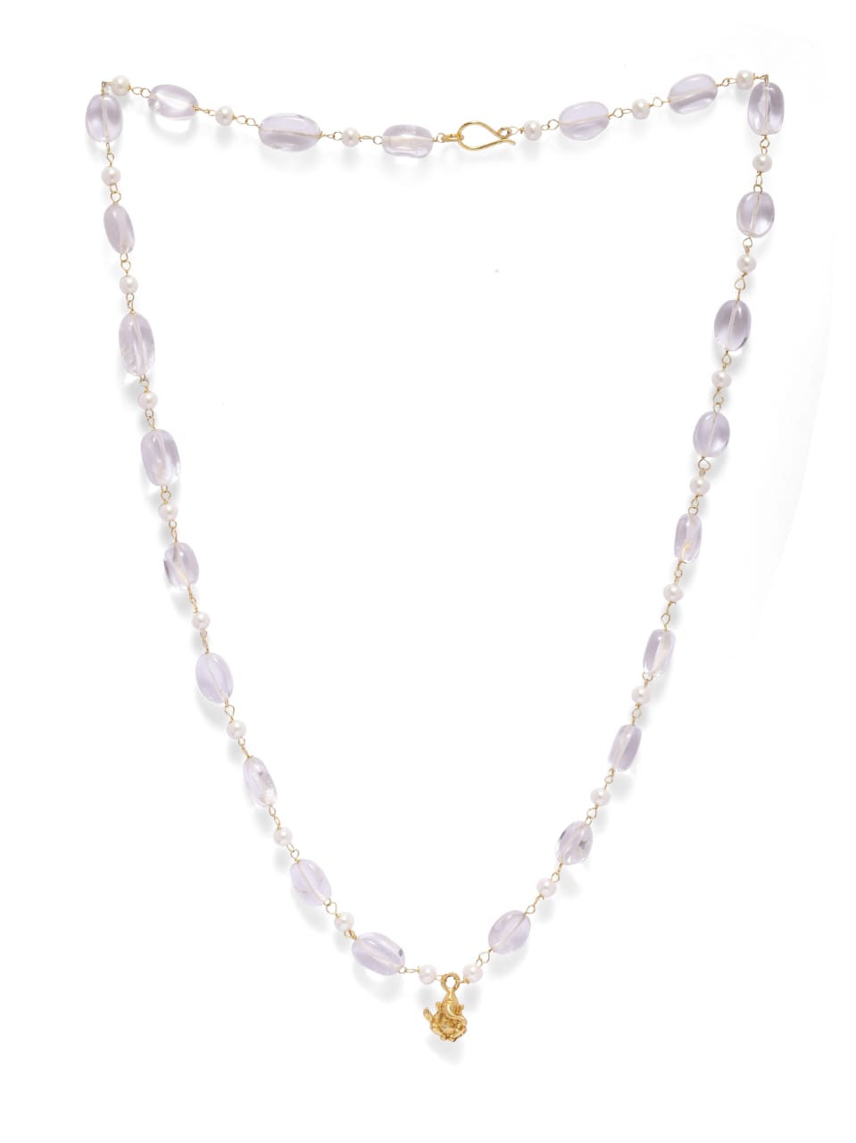 Nazrana necklace in 92.5 Sterling Silver dipped in 1 micron Gold plating with semi precious stones, bead necklace.