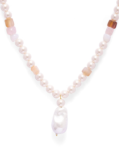 Dhawal necklace in 92.5 Sterling Silver with semi-precious Stones, Pearl necklace.