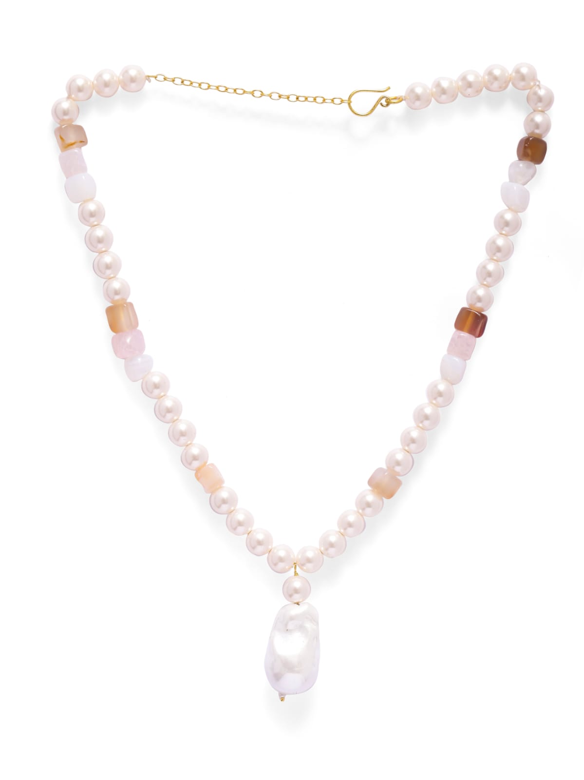 Dhawal necklace in 92.5 Sterling Silver with semi-precious Stones, Pearl necklace.