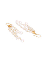 Load image into Gallery viewer, Pearls of joy earrings in 92.5 Sterling Silver with fresh water Pearls hook earrings in 1 micron Gold plating.
