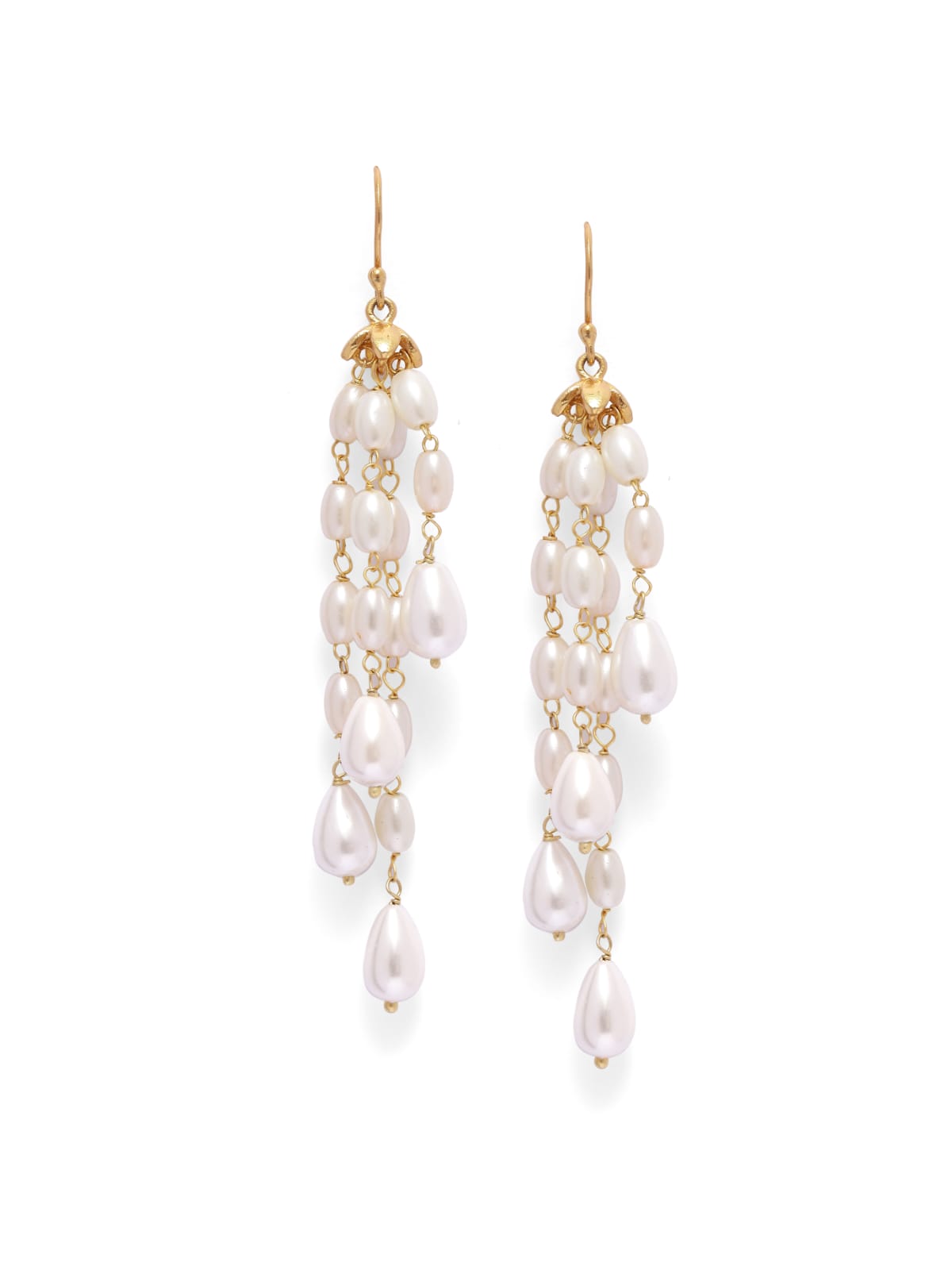 Pearls of joy earrings in 92.5 Sterling Silver with fresh water Pearls hook earrings in 1 micron Gold plating.