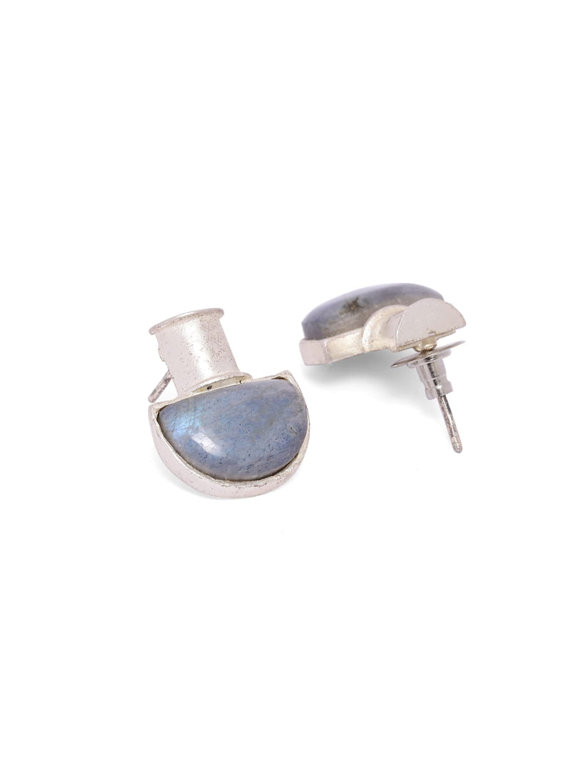 Labradorite Gemstone Silver-filled ear Studs