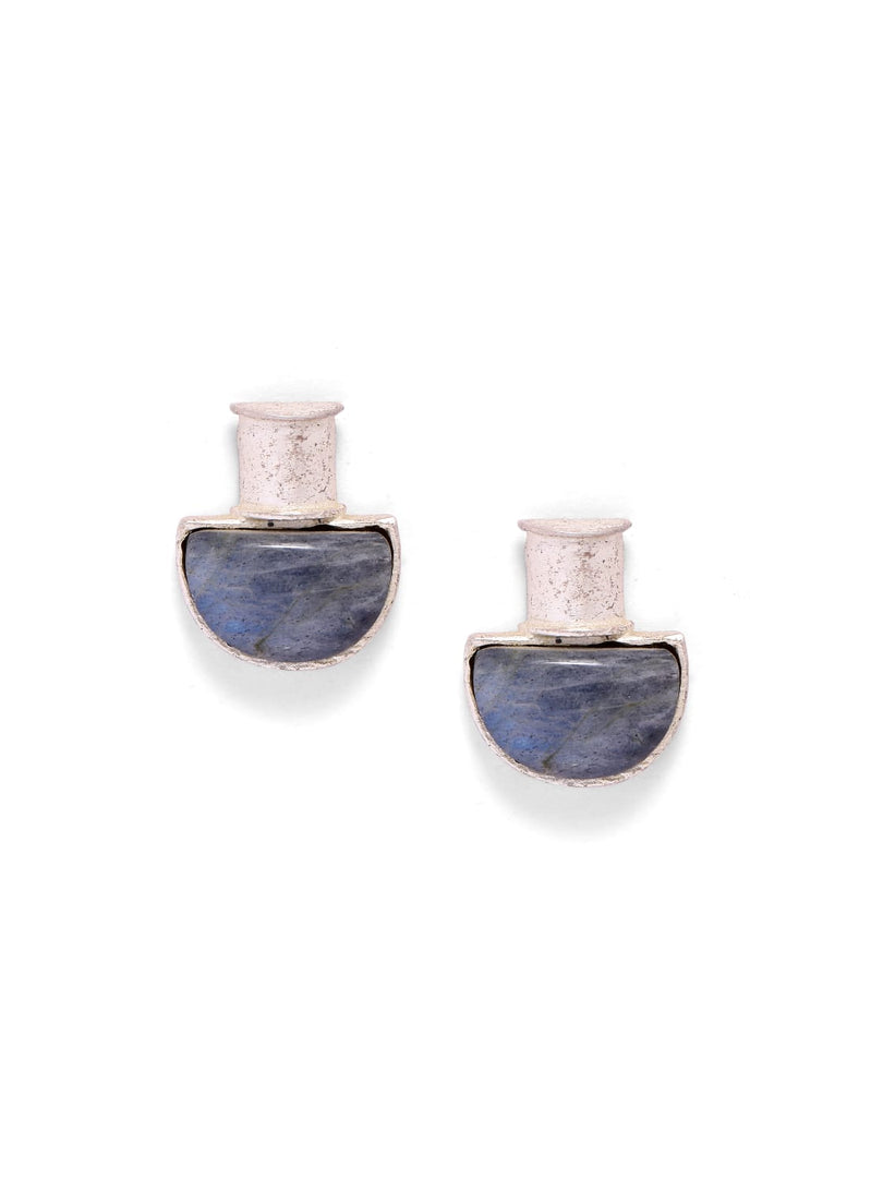 Labradorite Gemstone Silver-filled ear Studs