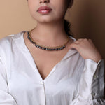 Load image into Gallery viewer, 92. 5 Sterling Silver handcrafted Gold plated Natural Pearl beaded Hasli Necklace, Nisha Hasli.
