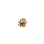 Load image into Gallery viewer, Daura Ring in 92.5 Sterling Silver with Billor Polki stones and green Jadau stones, dipped in 1 micron Gold plating, size adjustable.
