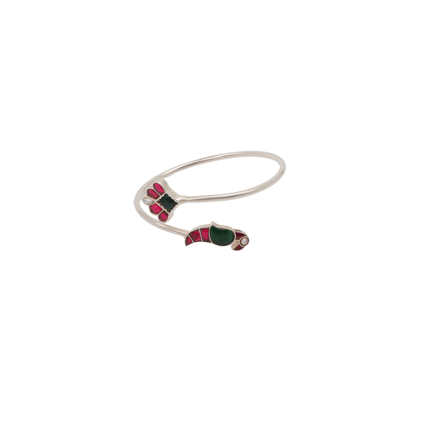 Prakarti bracelet/bangle in 92.5 Sterling Silver Jadau Polki traditional bangle.