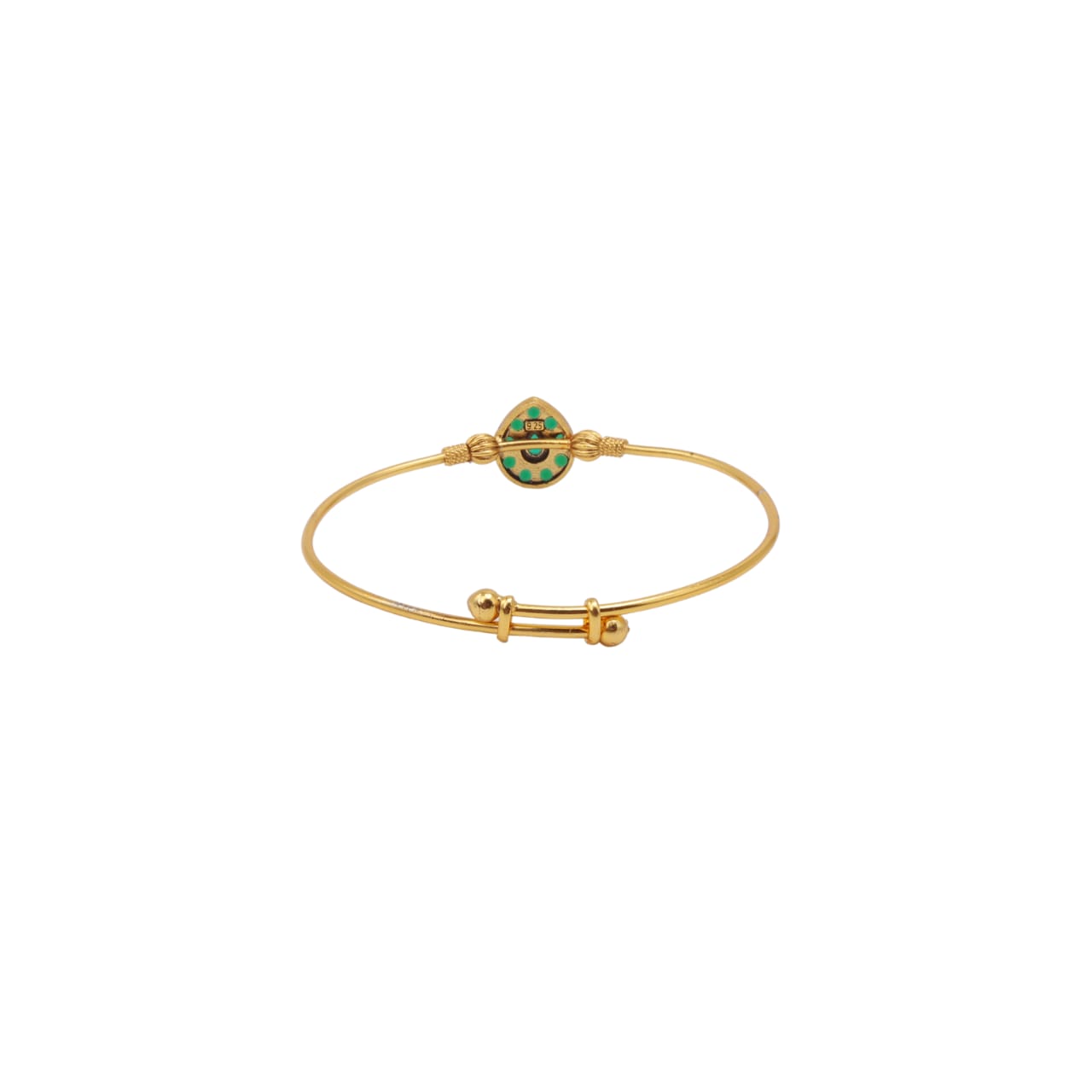 Juhi bracelet in 92.5 Sterling Silver dipped in 1 micron Gold plating with green Onyx Jadau bracelet.