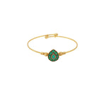 Load image into Gallery viewer, Juhi bracelet in 92.5 Sterling Silver dipped in 1 micron Gold plating with green Onyx Jadau bracelet.
