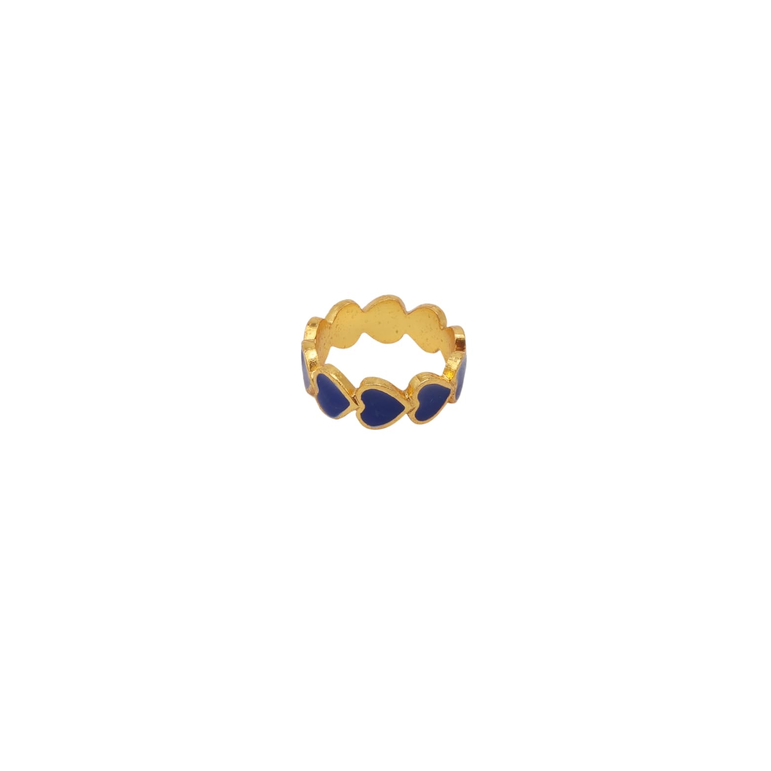 Ishq ring (Blue) in 92.5 Sterling Silver dipped in 1 micron Gold plating with blue Enamel.