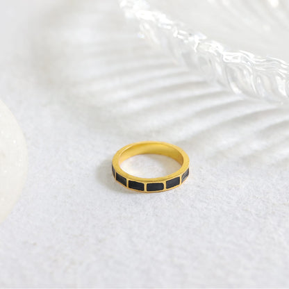 Kalki Ring in 92.5 Sterling Silver handcrafted and dipped in 1 micron Gold plating with Black Enamel.