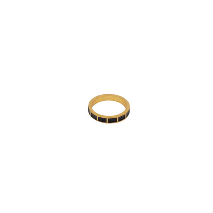 Kalki Ring in 92.5 Sterling Silver handcrafted and dipped in 1 micron Gold plating with Black Enamel.