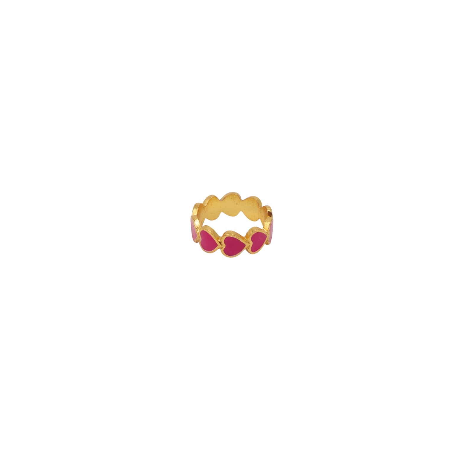Ishq ring with Fuschia Enamel in 92.5 Sterling Silver dipped in 1 micron Gold plating.