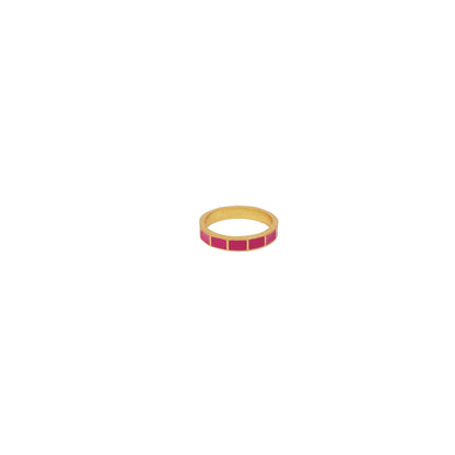 Aayat Ring handcrafted in 92.5 Sterling Silver, dipped in 1 micron Gold plating bar Fushia ring, size made to order.