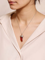 Load image into Gallery viewer, Pendant necklace in 92.5 Sterling Silver handcrafted in tooth pendant necklace.
