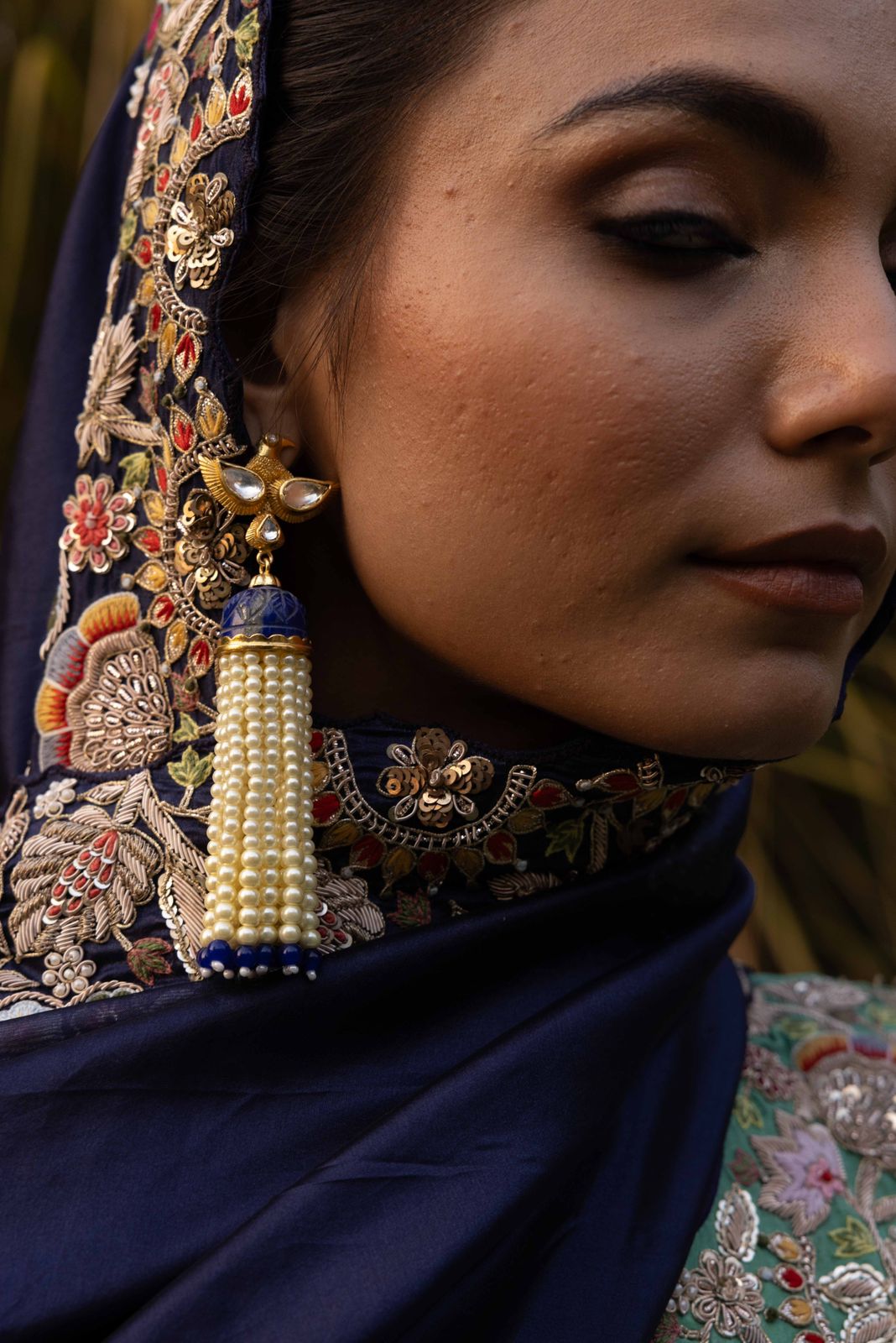 Baaz stone Jhumka in 92.5 Sterling Silver handcrafted and dipped in 1 micron Gold plating.